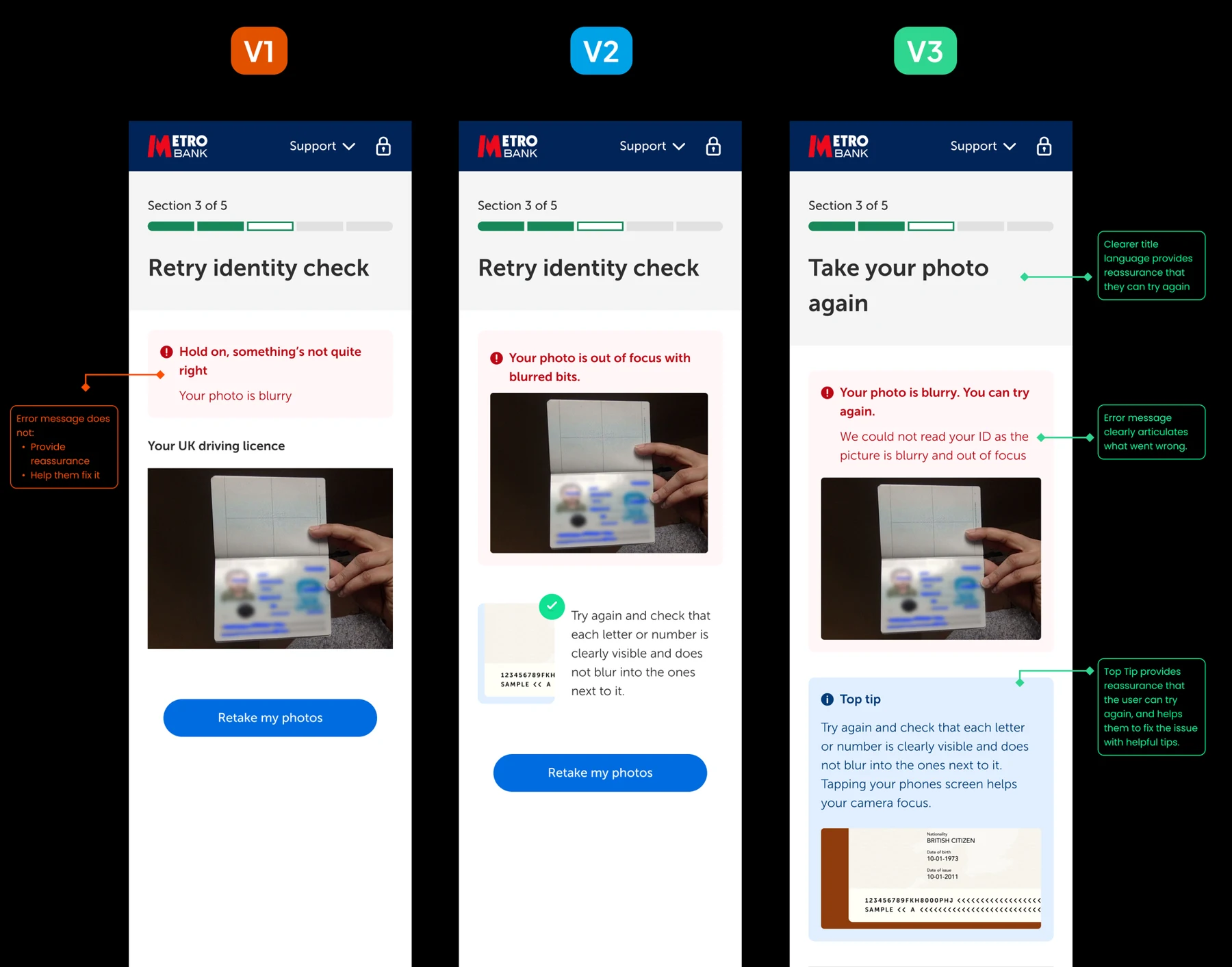 Error messaging iterations
