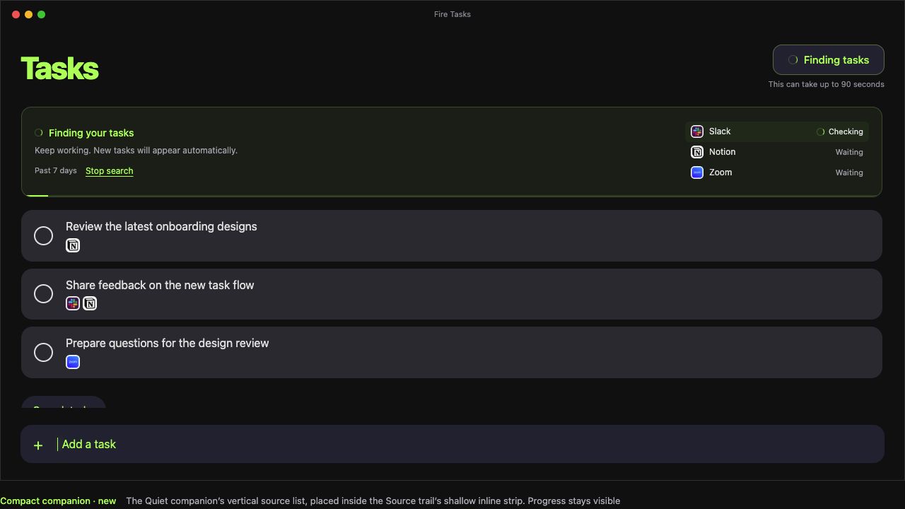 Collection progress above the task list in an earlier compact-strip exploration